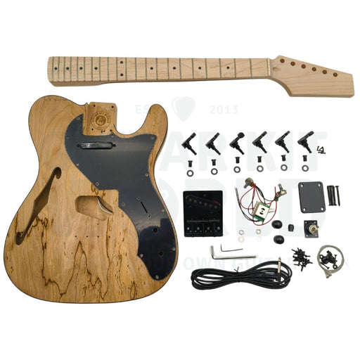 Thinline Semi-Hollow Ash Body T-Style Guitar Kit With Spalted Maple Veneer