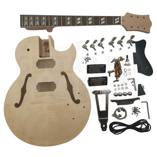 Rosewood Fretboard E175 Hollow Body Guitar Kit with Flamed Maple Veneer - Guitar Kit World
