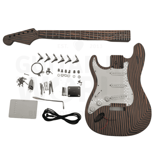 Lefty ST Zebrawood Guitar Kit with Chrome Hardware