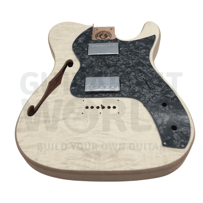 Semi-Hollow Mahogany TE Guitar Kit w/ Quilt Maple Veneer