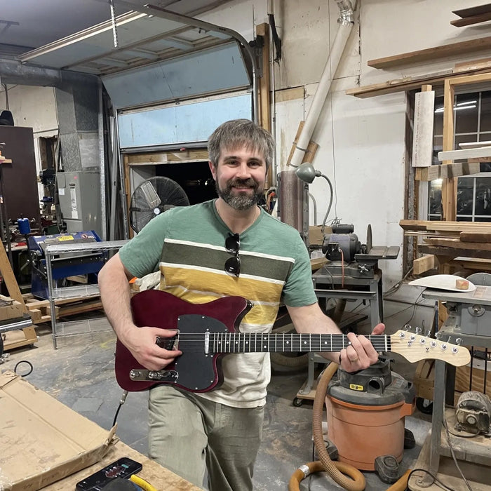 Finished electric guitar built at the Baltimore guitar building class with luthiers Ohad Barbibay and Matt Rector