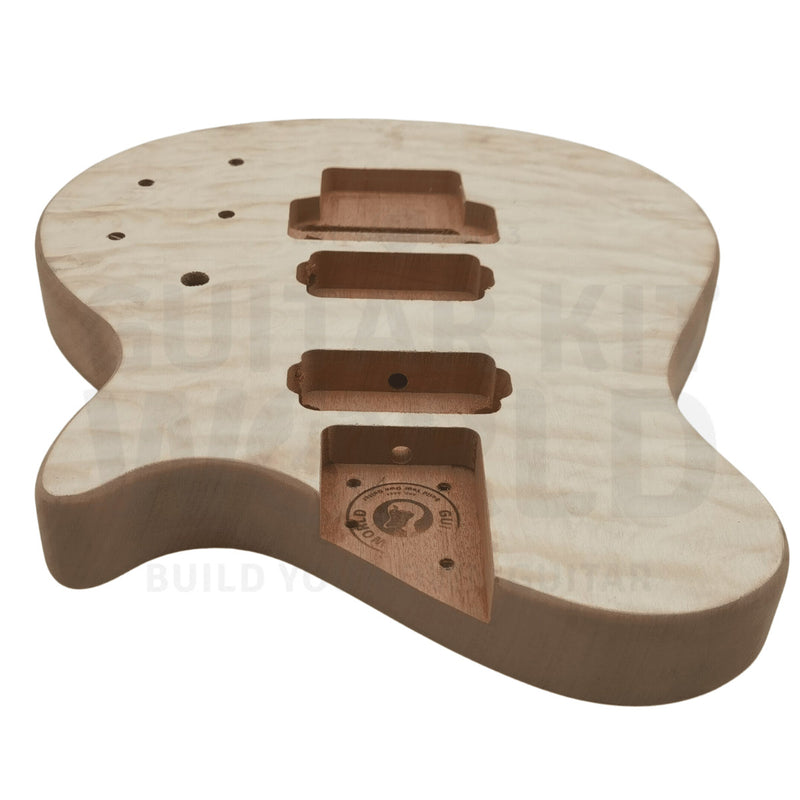 NI-RMFB-5264 body neck pocket with four bolt-on screw holes and Guitar Kit World brand stamp - Guitar Kit World