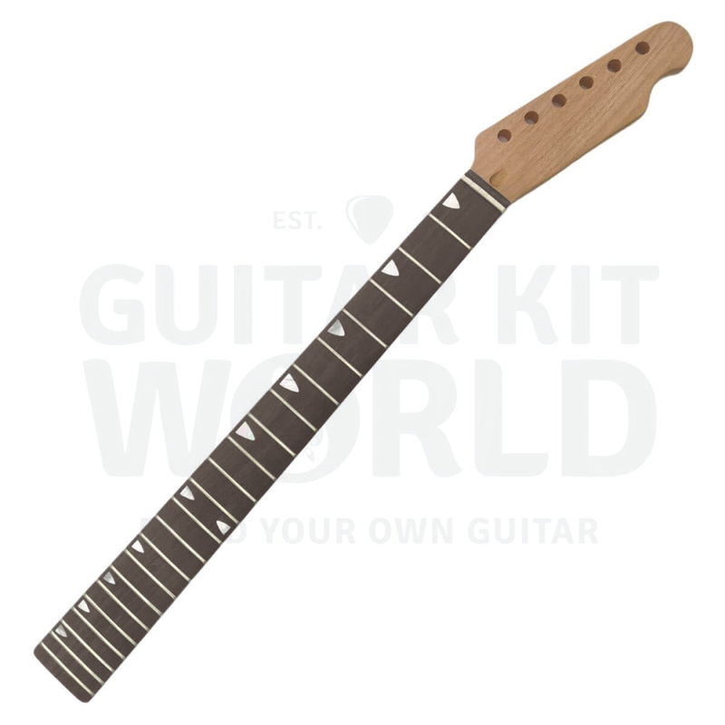 Full T-style kit neck: 22-fret rosewood fretboard with pearl white fang inlays - Guitar Kit World