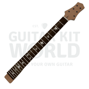 Full PR guitar kit neck: 22-fret rosewood fretboard with pearl white dove bird inlays - Guitar Kit World