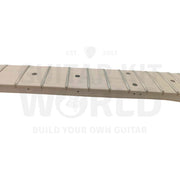 Maple fretboard close-up on the NI-RMFB-5264 neck, dot inlays and fretted - Guitar Kit World