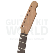 T-style kit headstock and the first frets of the rosewood fretboard - Guitar Kit World