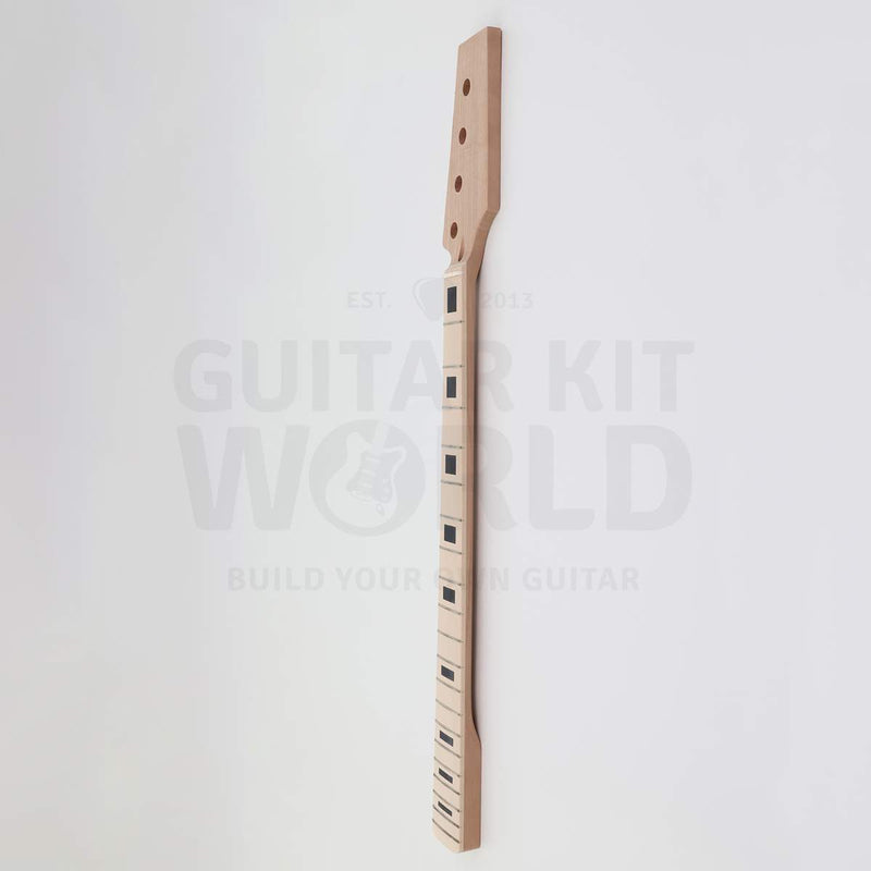 Bass neck side view with paddle headstock