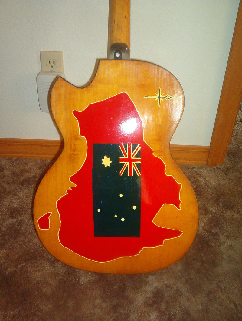 Back of the archtop, hand-painted with the outline of Australia and an Australian flag