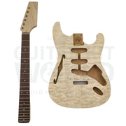 Alder Body Semi-Hollow S-Style Guitar Kit With Quilted Maple Veneer