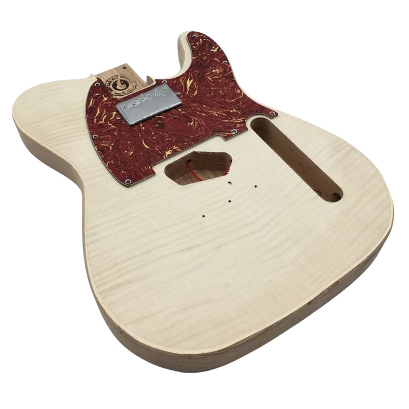 Ash TE Guitar Kit w/ Flame Maple Veneer, Skunk Stripe Maple Neck - Guitar Kit World