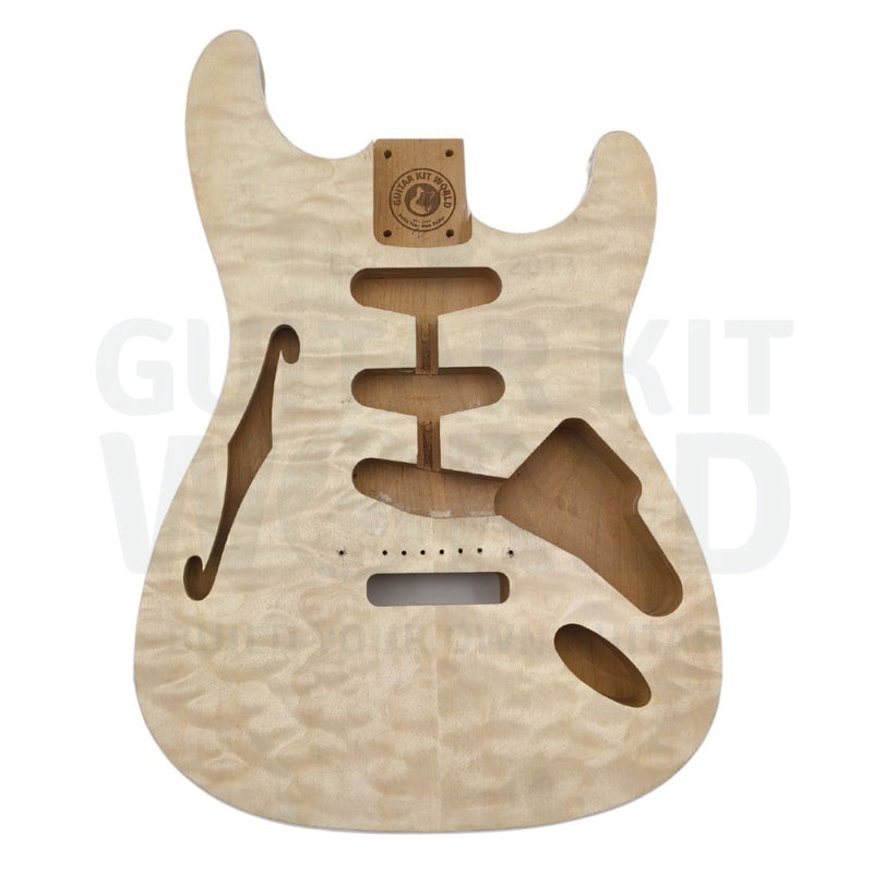 Alder Body Semi-Hollow S-Style Guitar Kit With Quilted Maple Veneer