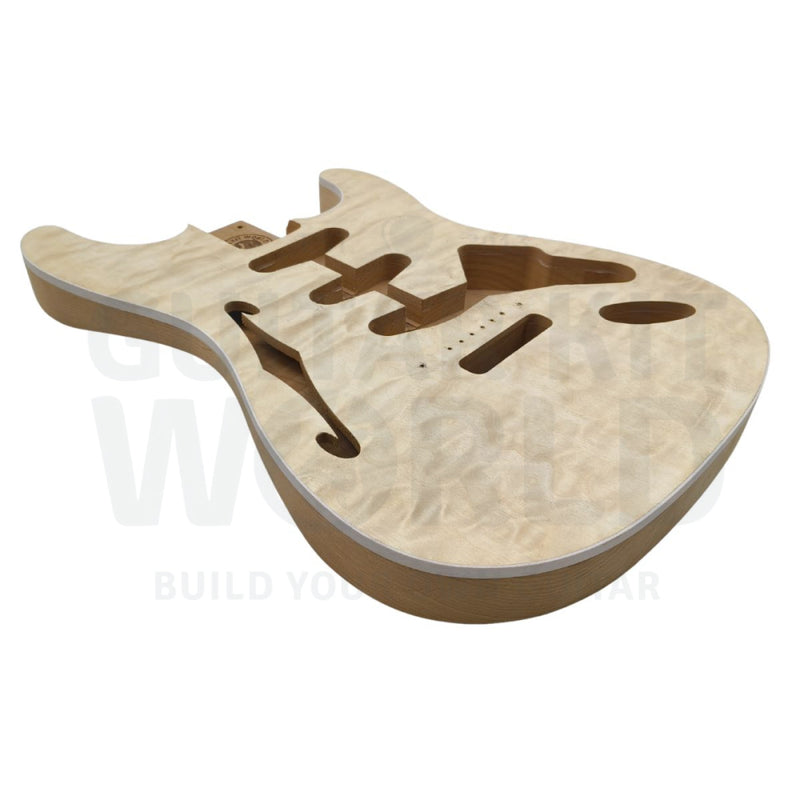 Alder Body Semi-Hollow S-Style Guitar Kit With Quilted Maple Veneer
