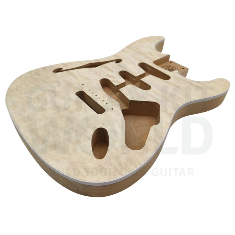 Alder Body Semi-Hollow S-Style Guitar Kit With Quilted Maple Veneer