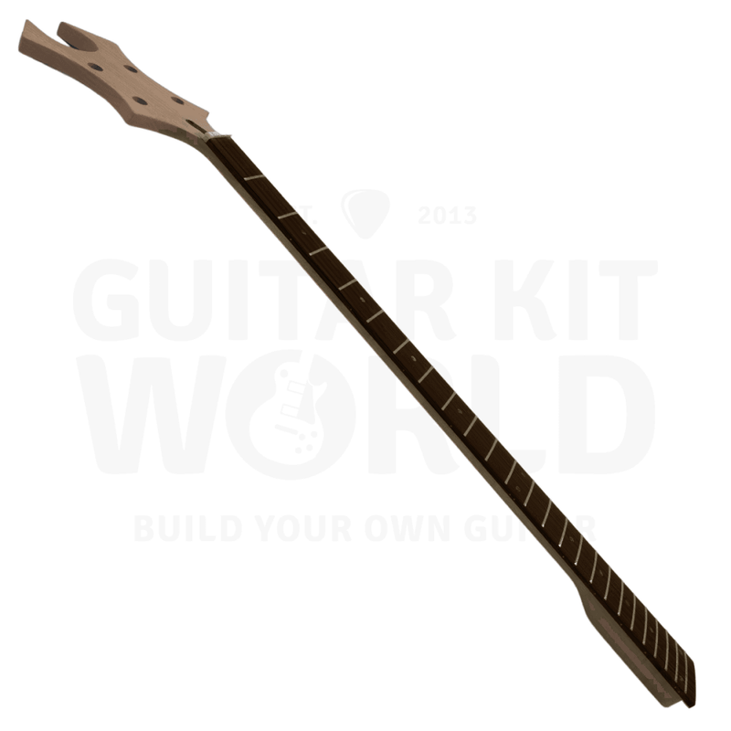 WR bass kit full neck angled view with rosewood fretboard - Guitar Kit World