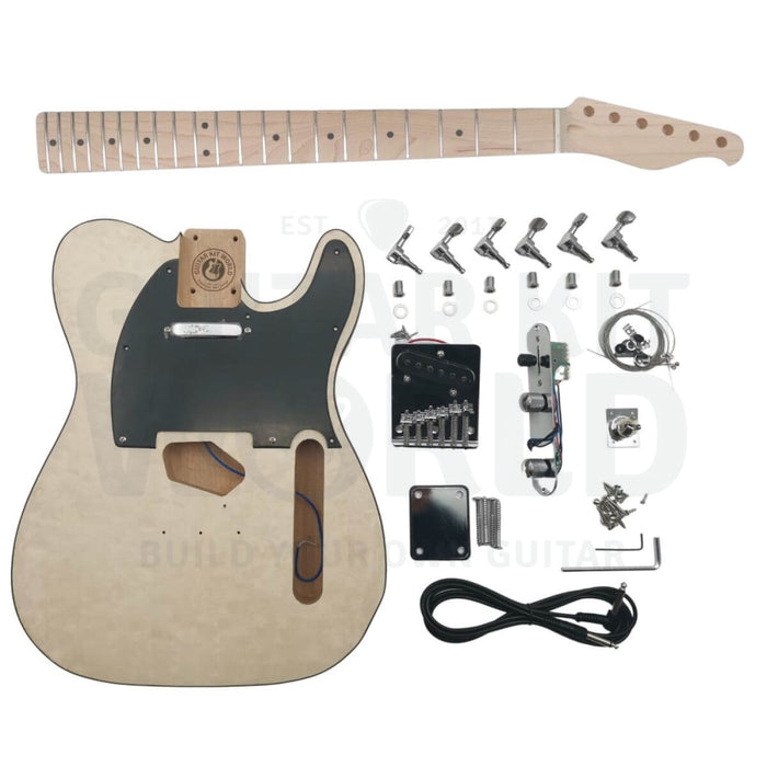 Alder Te Guitar Kit W/ Quilt Maple Veneer Styled Headstock Neck