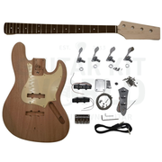 Mahogany JM-style bass kit with maple bolt-on neck and rosewood fretboard, complete kit contents - Guitar Kit World