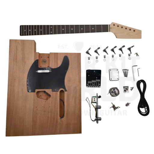Blank T-style DIY guitar kit with mahogany body and rosewood fretboard - Guitar Kit World