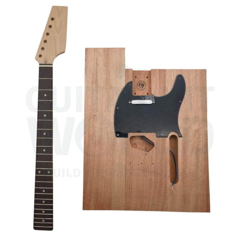 Blank T-style DIY guitar kit with mahogany body and rosewood fretboard - Guitar Kit World