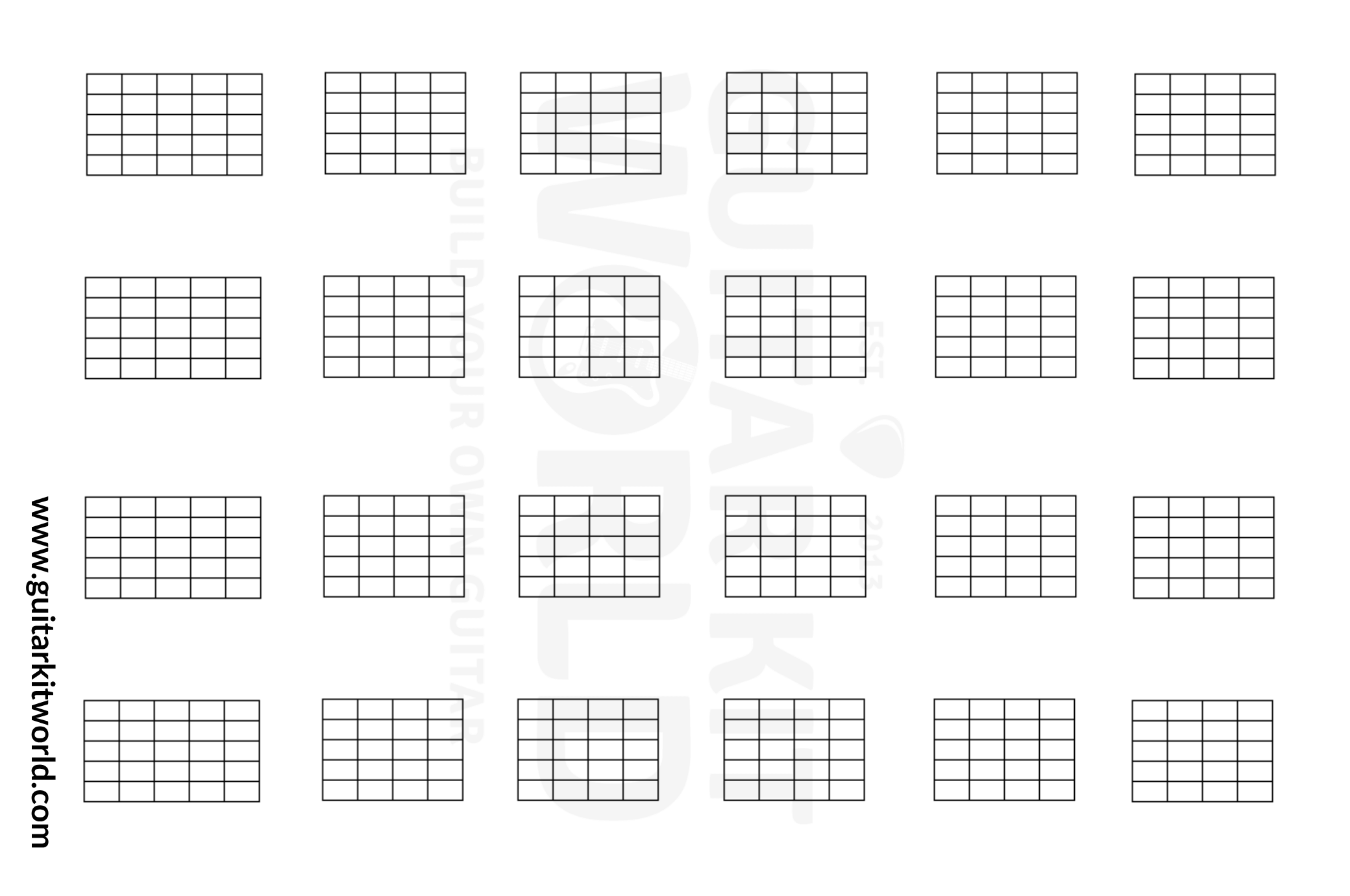 free printable blank guitar chord diagram sheet (6-string grid