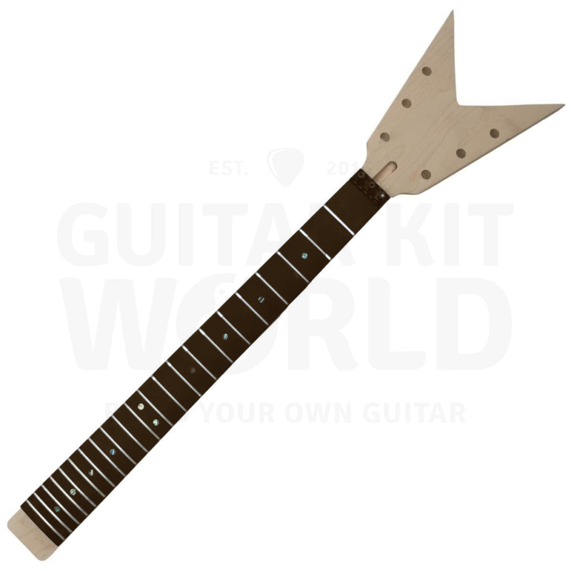 Left-handed Heavy Metal kit maple neck with rosewood fretboard and abalone pearloid dot inlays - Guitar Kit World