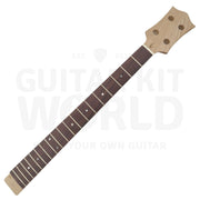 Rosewood fretboard detail with pearl white dot inlays and nickel frets, Devil-Horn bass kit