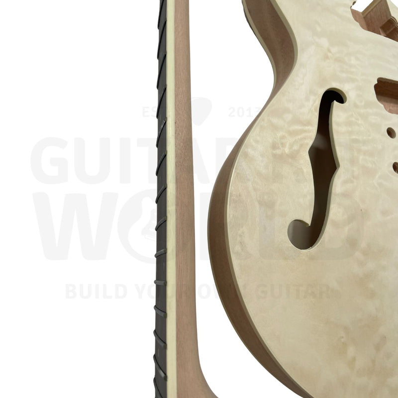 Semi-Hollow E35 Guitar Kit with Quilted Maple Top & Ebony Fretboard - Guitar Kit World