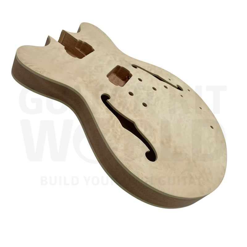 Semi-Hollow E35 Guitar Kit with Quilted Maple Top & Ebony Fretboard - Guitar Kit World