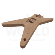 Heavy metal guitar kit mahogany body angled from the treble side, unfinished - Guitar Kit World