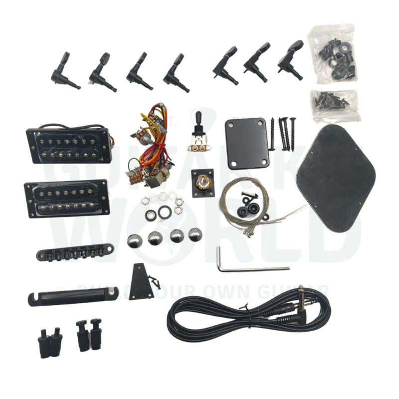 7-string ICE-style Guitar Kit with Basswood Body and Maple Neck with Skunk Stripe - Guitar Kit World