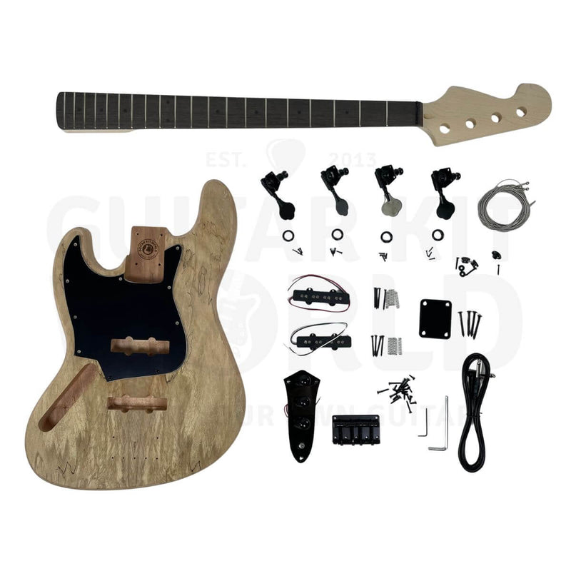 Left Hand JM Bass Build Kit with Mahogany Body and Ebony Fretboard - Guitar Kit World