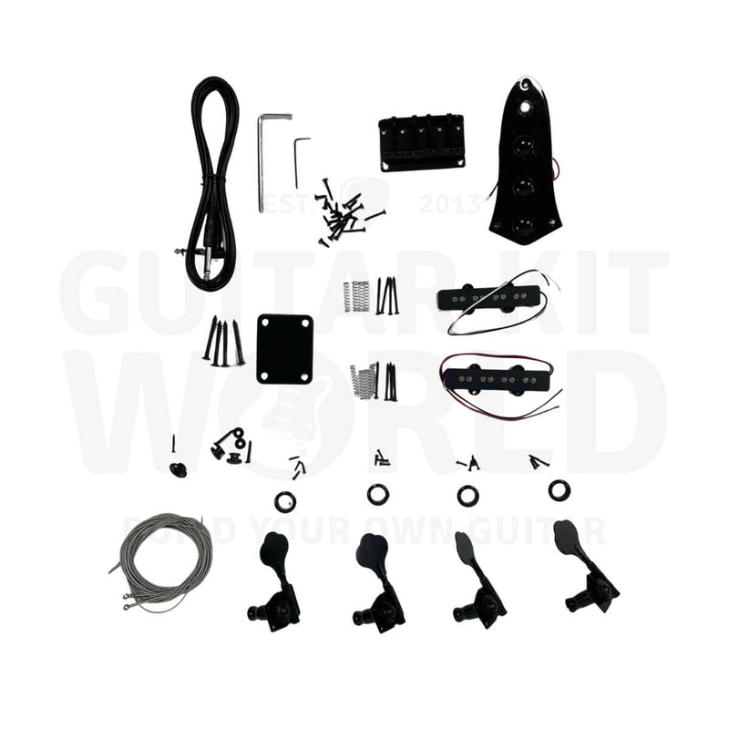 Left Hand JM Bass Build Kit with Mahogany Body and Ebony Fretboard - Guitar Kit World
