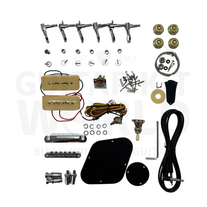 LP-Style Kit with P90 Pickups, Mahogany Body & Ebony Fretboard - Guitar Kit World