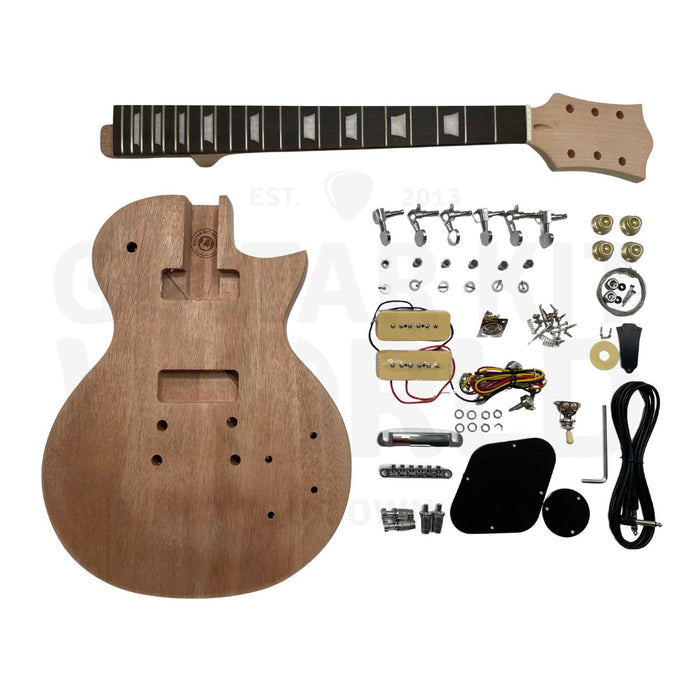 LP-Style Kit with P90 Pickups, Mahogany Body & Ebony Fretboard - Guitar Kit World