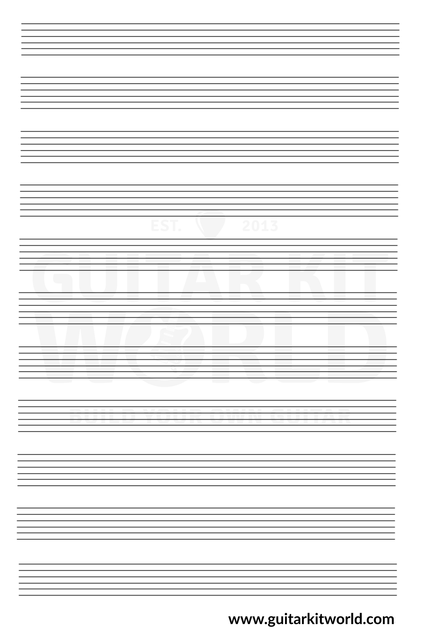 Free Printable Guitar Tab & Blank Manuscript Paper Guitar Kit World