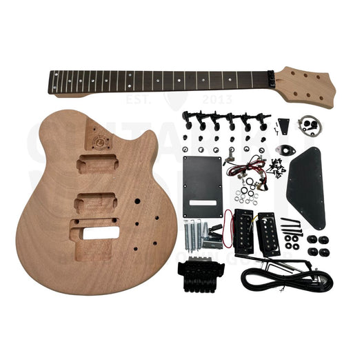 Mahogany NI-style Guitar Kit with Quilted Maple Veneer, Ebony Fretboard - Guitar Kit World