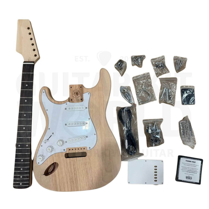 Left-Hand ST-Style Electric Guitar Kit with Mahogany Body, Maple Neck