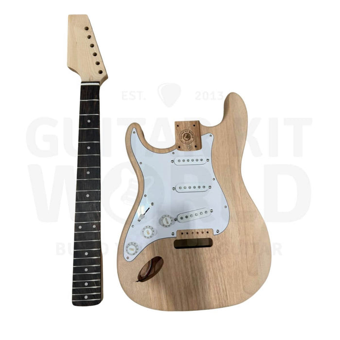 Left-Hand ST-Style Electric Guitar Kit with Mahogany Body, Maple Neck