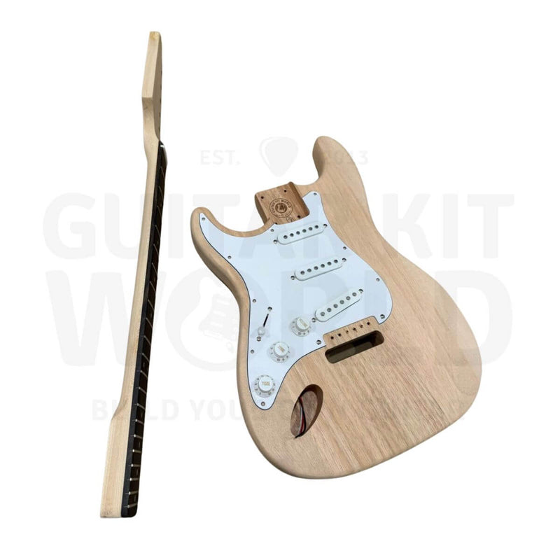 Left-Hand ST-Style Electric Guitar Kit with Mahogany Body, Maple Neck - Guitar Kit World