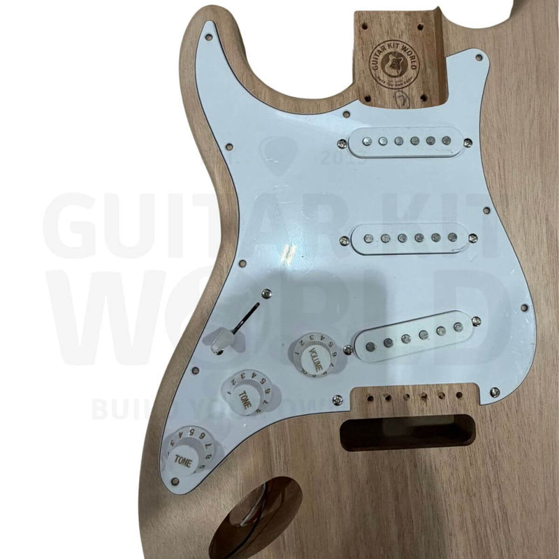 Left-Hand ST-Style Electric Guitar Kit with Mahogany Body, Maple Neck - Guitar Kit World
