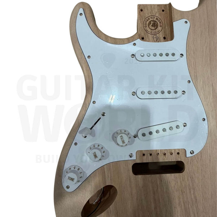 Left-Hand ST-Style Electric Guitar Kit with Mahogany Body, Maple Neck