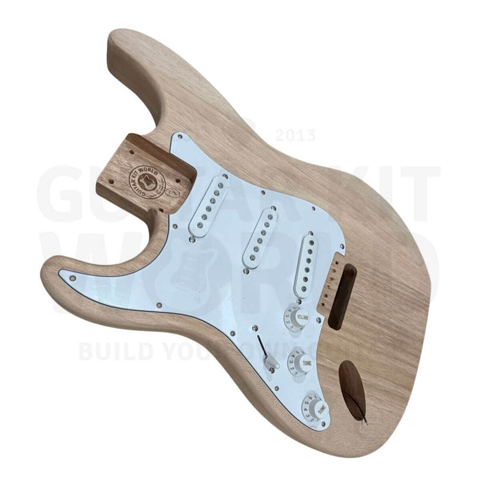 Left-Hand ST-Style Electric Guitar Kit with Mahogany Body, Maple Neck