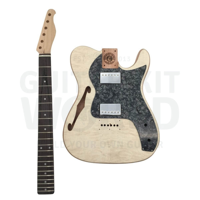 Semi-Hollow Mahogany Te Guitar Kit W/ Quilt Maple Veneer Teh