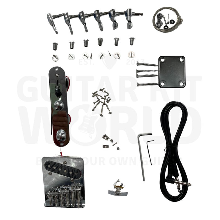 Basswood Body TE Guitar Kit with Bolt-On Maple Maple Skunk Striped Neck - Guitar Kit World