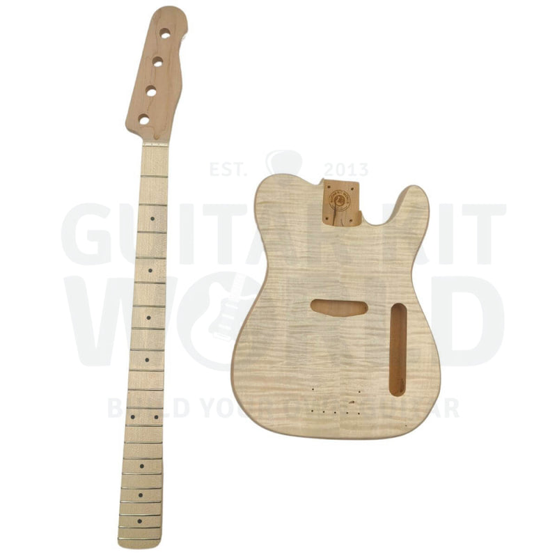 Basswood T-style Bass Guitar Kit with Maple Neck and Skunk Stripe - Guitar Kit World