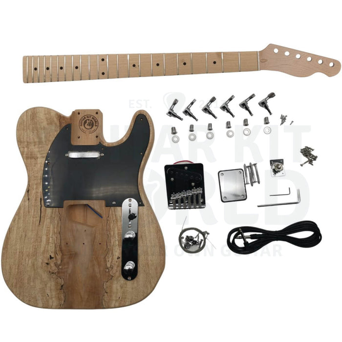 Te Guitar Kit W/ Spalted Maple Veneer Fretboard