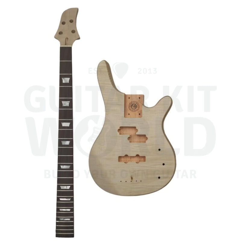 W Bass Guitar Kit With Mahogany Body Flamed Maple Top Rosewood Fretboard Wb