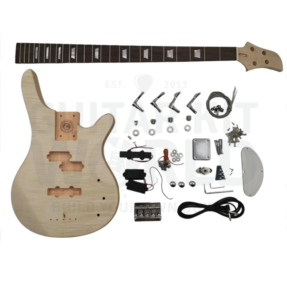 Flame Maple W-Style Rosewood DIY Bass Kit | GKW — Guitar Kit World