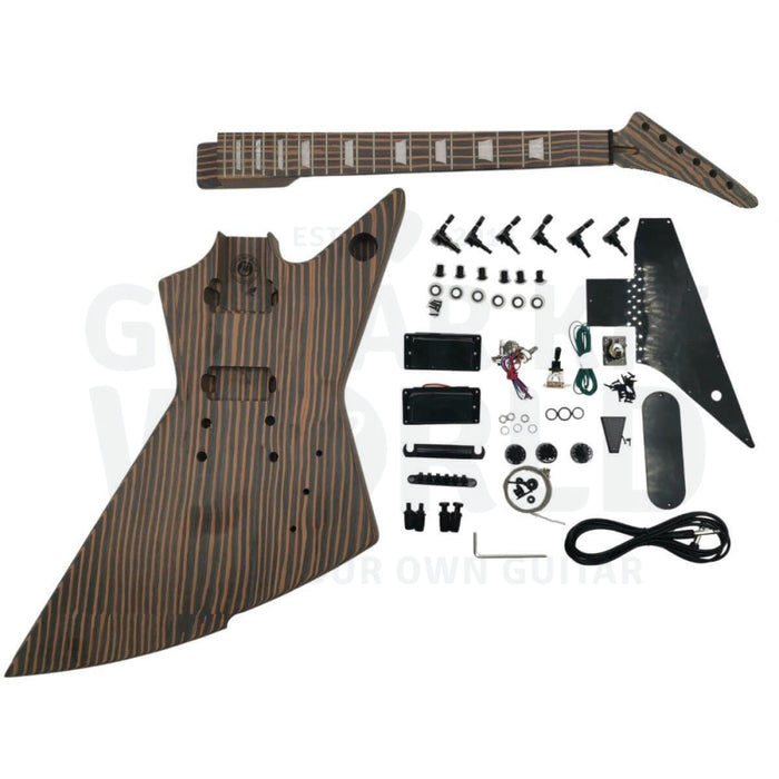Zebrawood X - Style Guitar Kit With Black Pickguard Exp