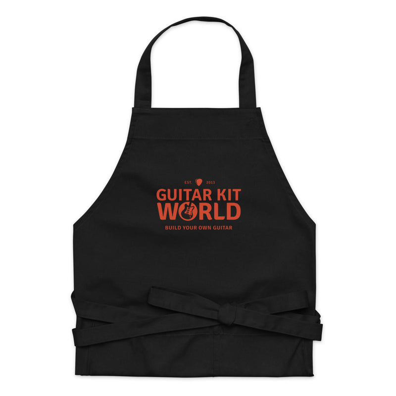 Sawdust and Solder Shop Apron, printed organic, front view with ties