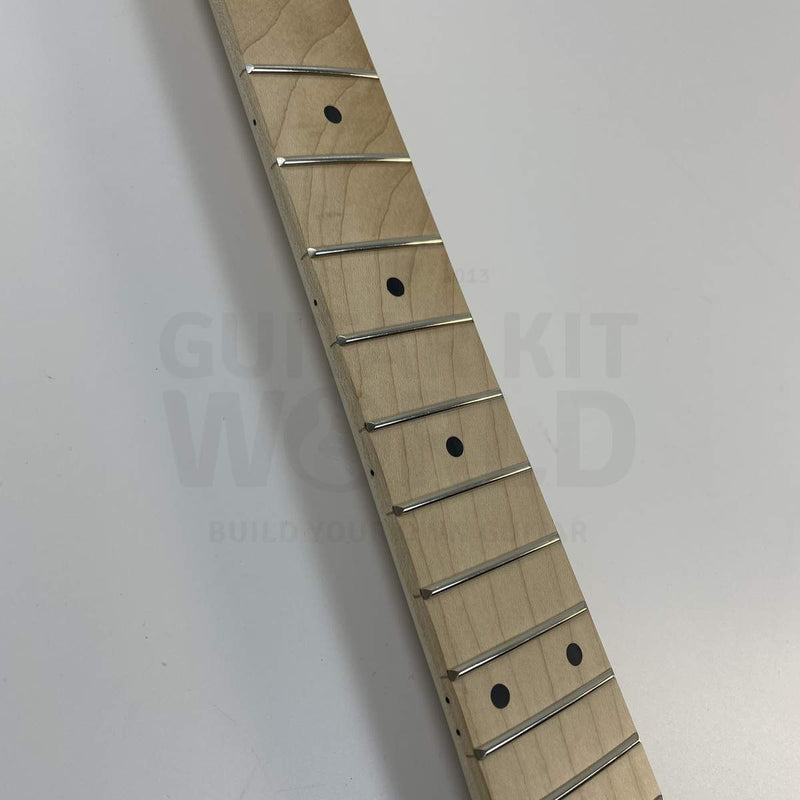 Guitar Kit World - TE Semi-Hollow Style DIY Guitar Kit - Fretboard closeup showing inlays and frets